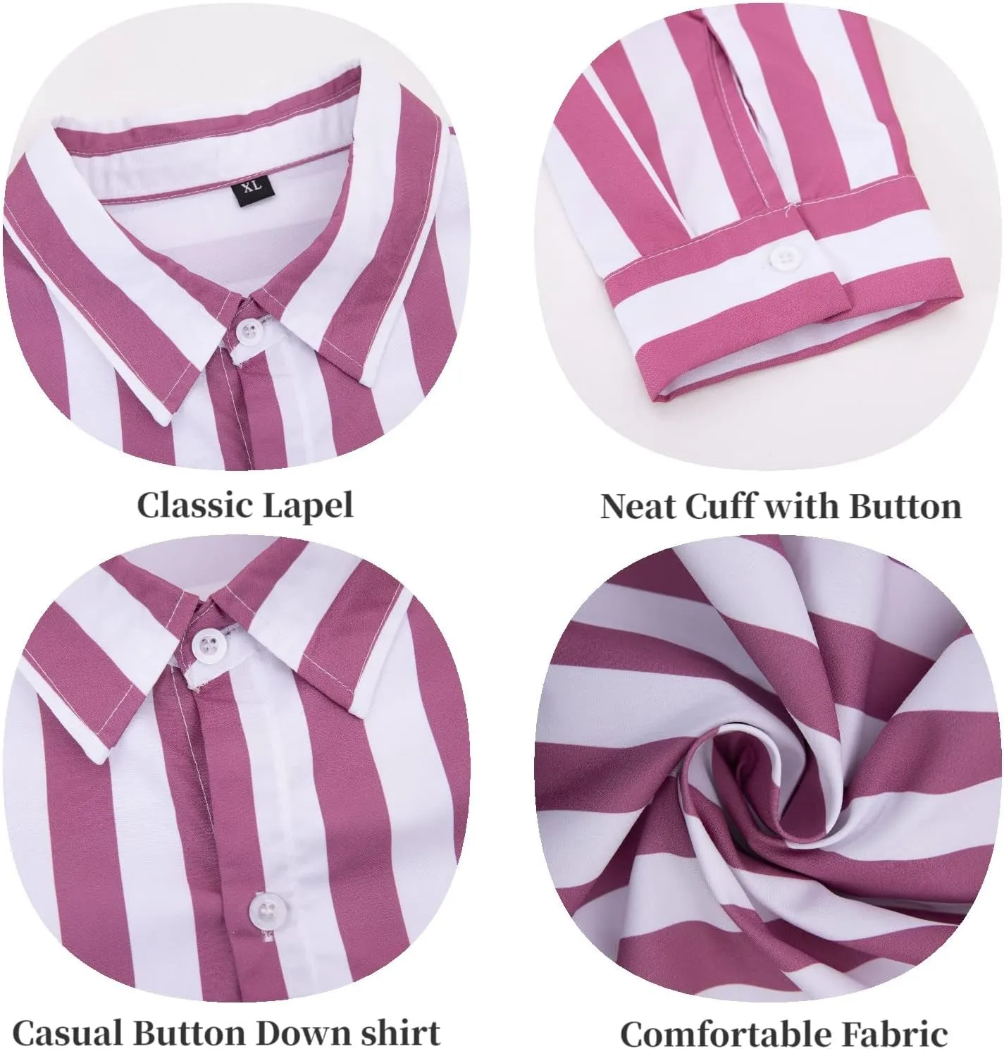 Rela Bota Mens Fashion Striped Shirts Beach Casual Button Down Henley Shirts Long Sleeve Dress Shirts Cotton Shirts