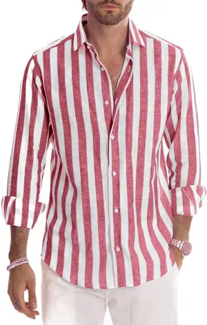 Rela Bota Mens Fashion Striped Shirts Beach Casual Button Down Henley Shirts Long Sleeve Dress Shirts Cotton Shirts