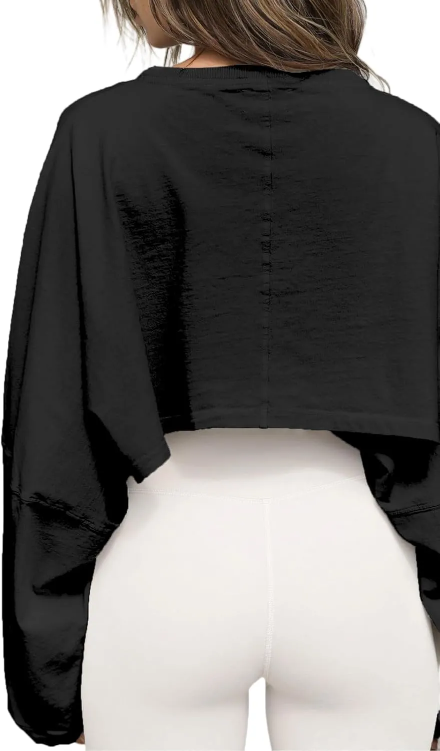 Remidoo Women's Casual Long Sleeve Cropped Sweatshirt Crewneck Pullover Shirt