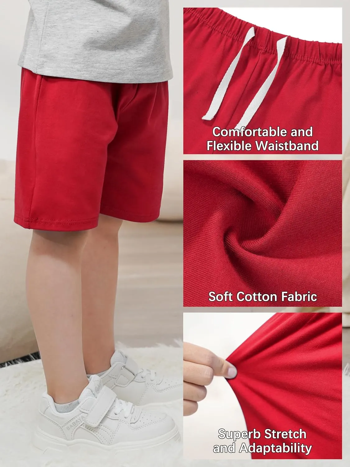 Resinta 4 Pack Toddler Boy Cotton Shorts Boys Casual Shorts Pull-on Shorts Soft Baby Boy Shorts for Summer