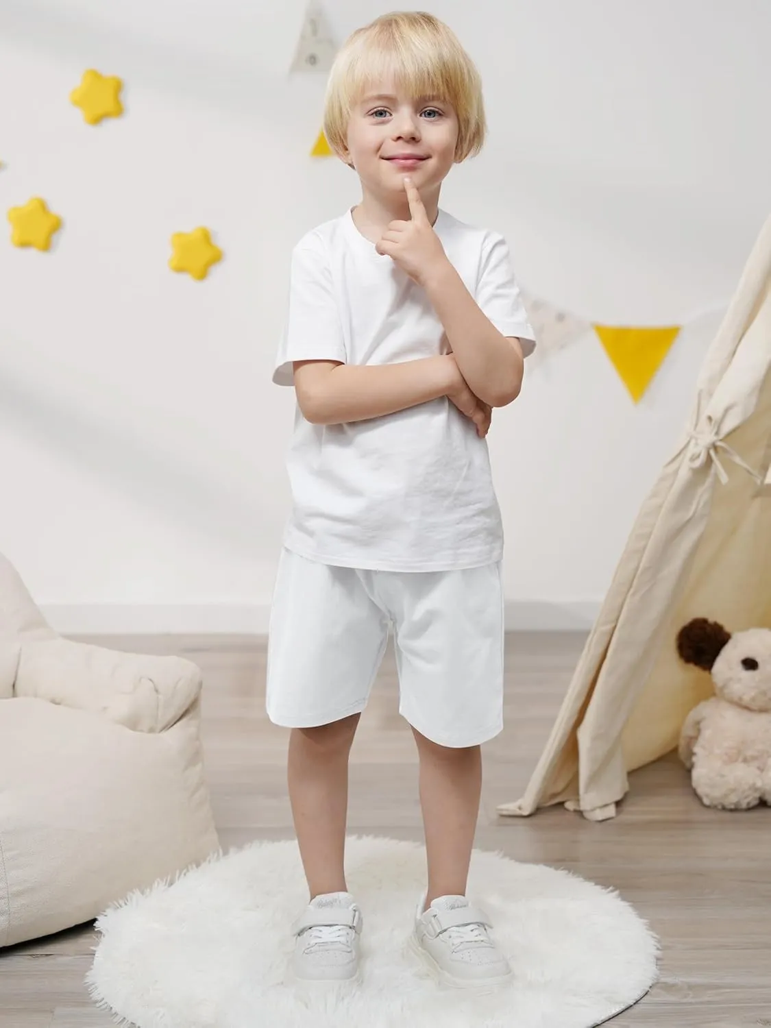 Resinta 4 Pack Toddler Boy Cotton Shorts Boys Casual Shorts Pull-on Shorts Soft Baby Boy Shorts for Summer