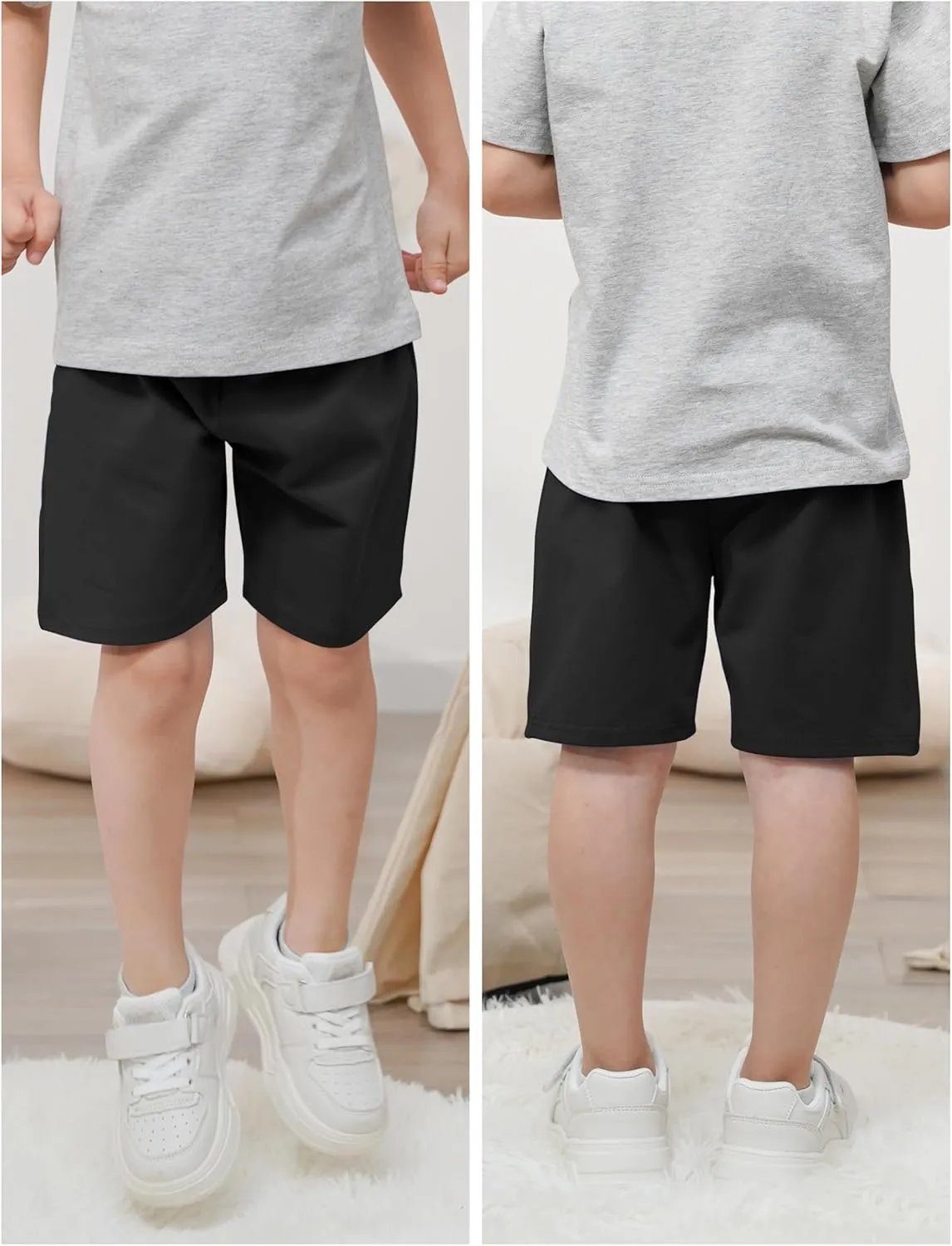 Resinta 4 Pack Toddler Boy Cotton Shorts Boys Casual Shorts Pull-on Shorts Soft Baby Boy Shorts for Summer