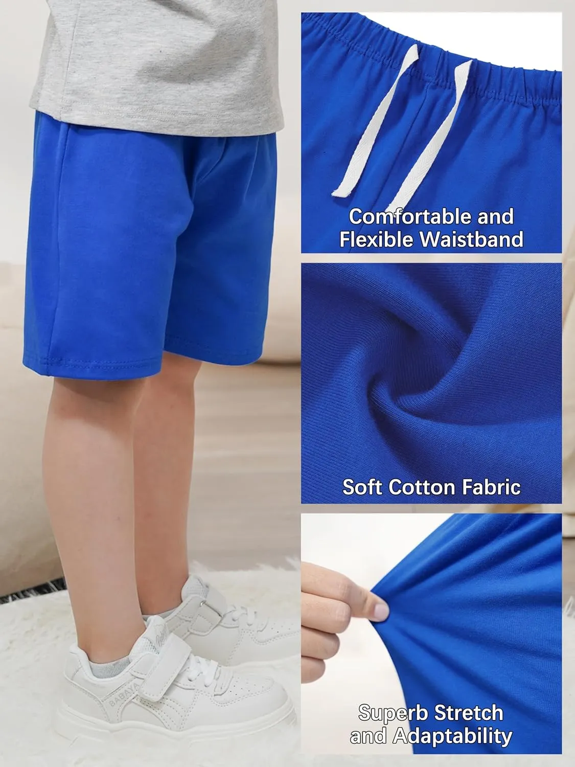Resinta 4 Pack Toddler Boy Cotton Shorts Boys Casual Shorts Pull-on Shorts Soft Baby Boy Shorts for Summer
