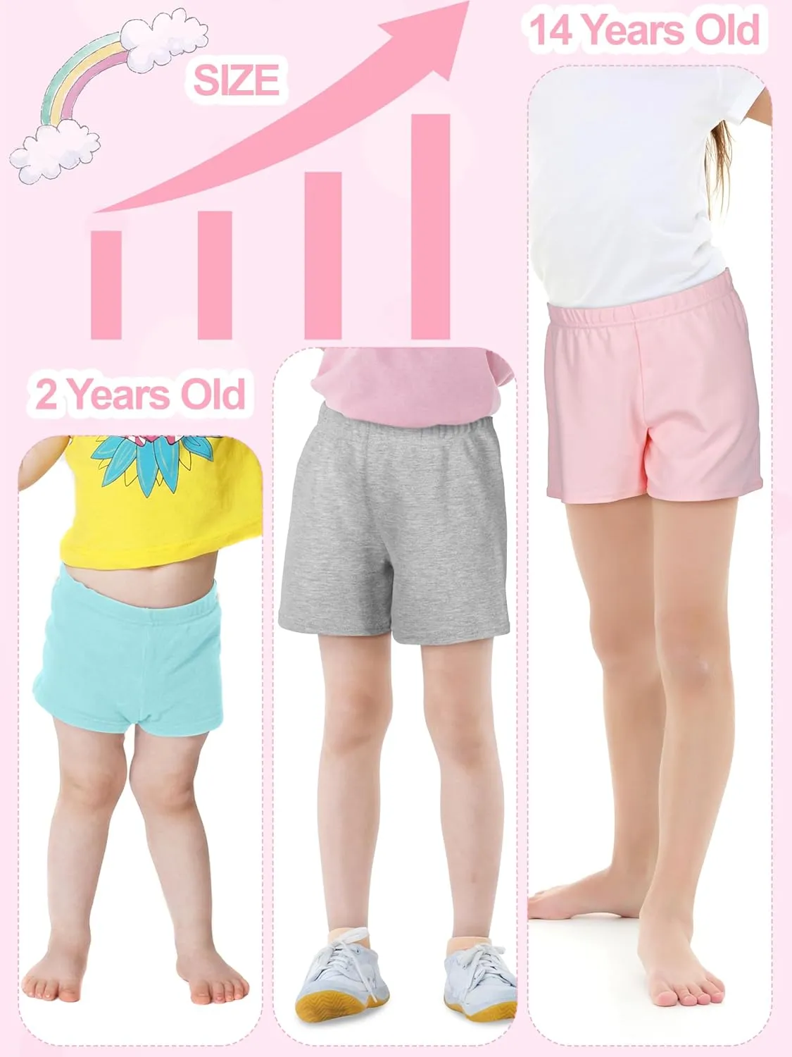 Resinta 6 Pack Girls Cotton Bike Shorts Summer Dance Running Shorts Athletic Cartwheel Shorts Safety Shorts for Under Dresses
