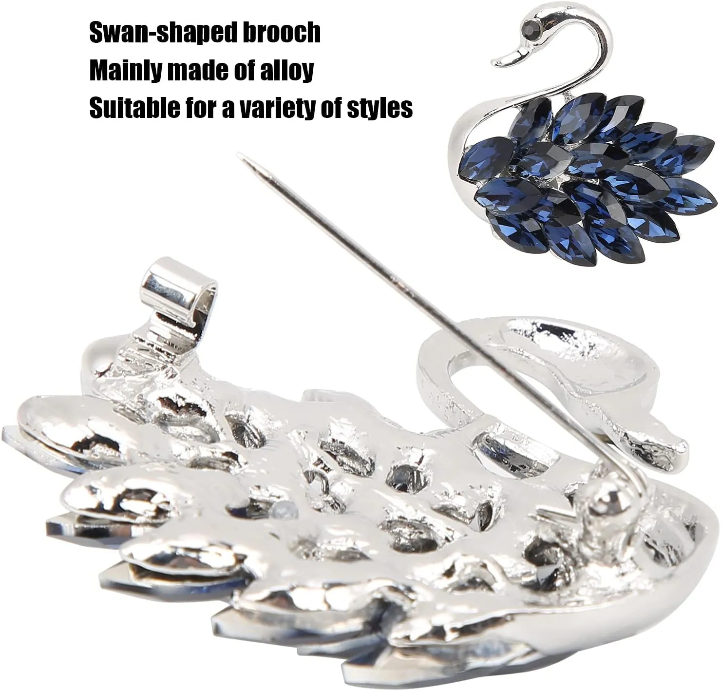 Rhinestone Brooches for Women and Girls, Elegant Swan Shape Rhinestone Brooches Crystal Brooch Lapel Pins for Birthday Christmas Gift