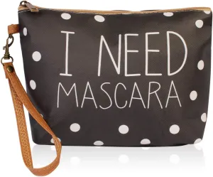 RIAH FASHION Portable Travel Clutch Cosmetic Makeup Pouch Bag - Toiletry Organizer Purse Wristlet Stripe, Floral, Plaid, Cork (I Need Mascara)