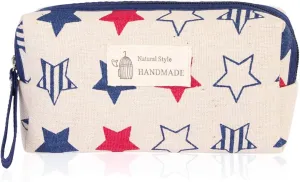 RIAH FASHION Portable Travel Clutch Cosmetic Makeup Pouch Bag - Toiletry Organizer Purse Wristlet Stripe, Floral, Plaid, Cork (Rectangle Pouch - Stars)