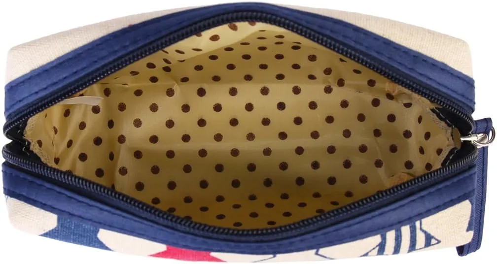 RIAH FASHION Portable Travel Clutch Cosmetic Makeup Pouch Bag - Toiletry Organizer Purse Wristlet Stripe, Floral, Plaid, Cork (Rectangle Pouch - Stars)