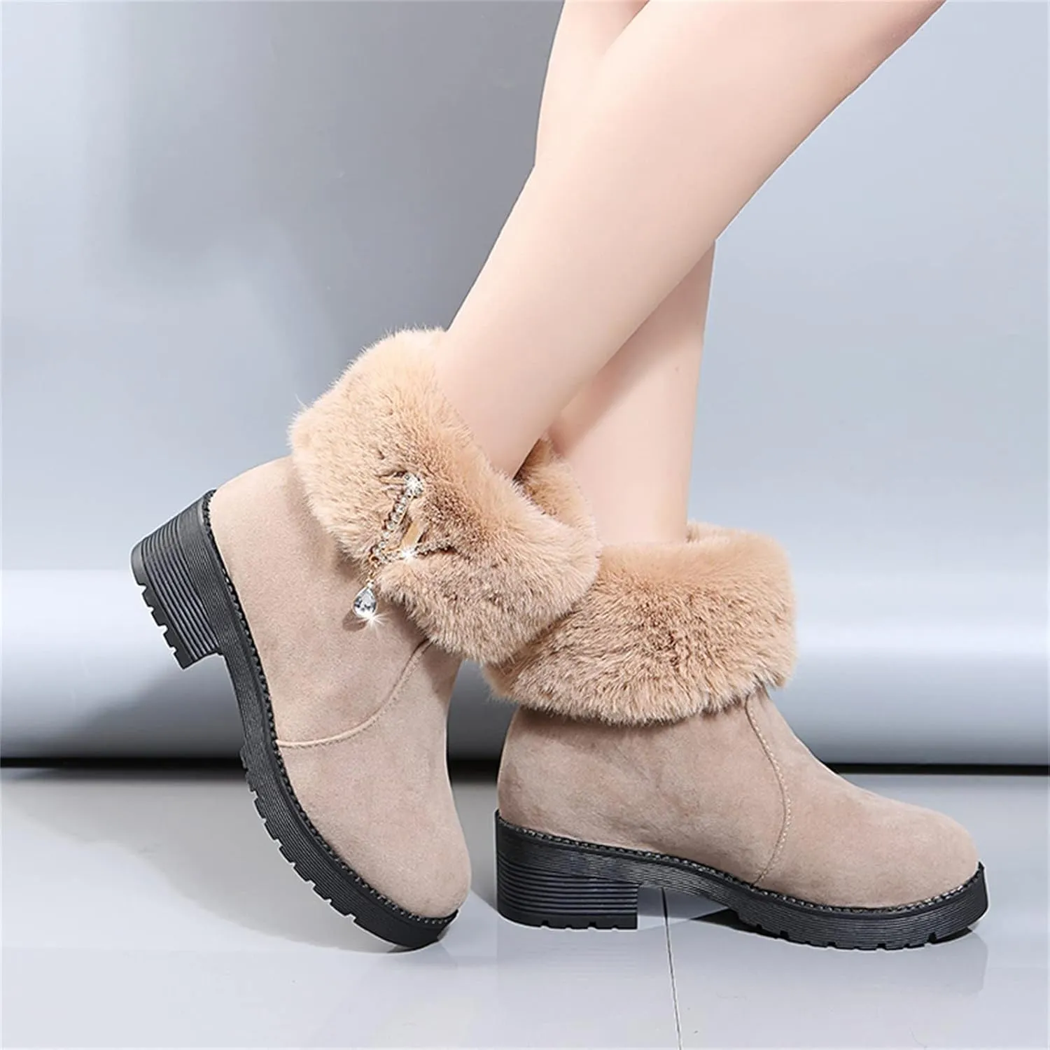 SBGMoSJ Short Winter Boots for Women Waterproof Snow Women's Duck Boots Waterproof Black Women Winter Boots Wide Size Winter Boot Women Botas De Nieve