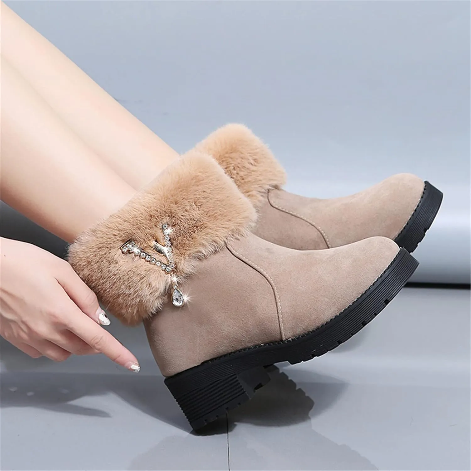 SBGMoSJ Short Winter Boots for Women Waterproof Snow Women's Duck Boots Waterproof Black Women Winter Boots Wide Size Winter Boot Women Botas De Nieve