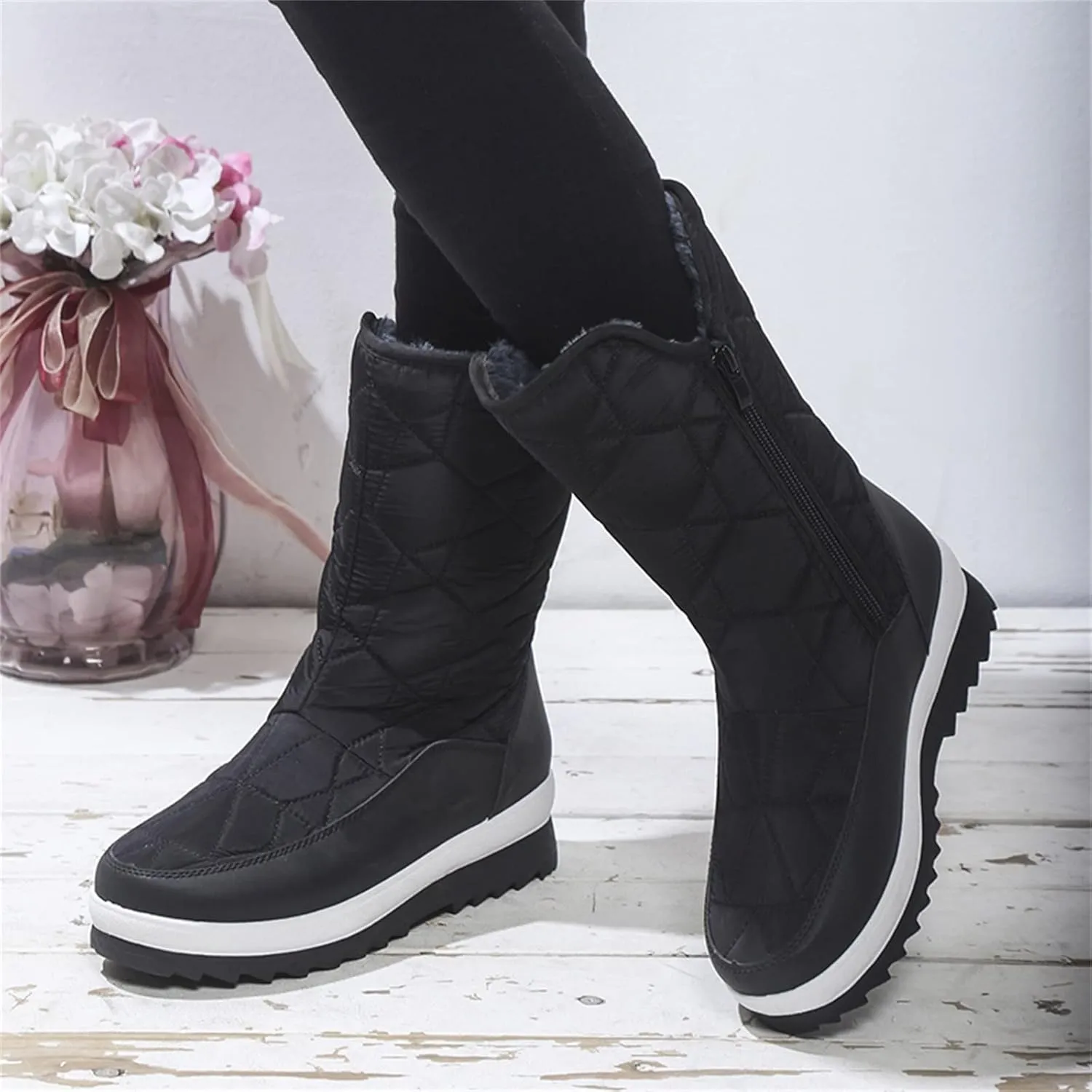 SBGMoSJ Waterproof Winter Boots Women Zipper Womens Winter Boots Waterproof Zipper Fuzzy Knee High Winter Boots for Women Women's Winter Boots Winter Dress Boot for Women 2023