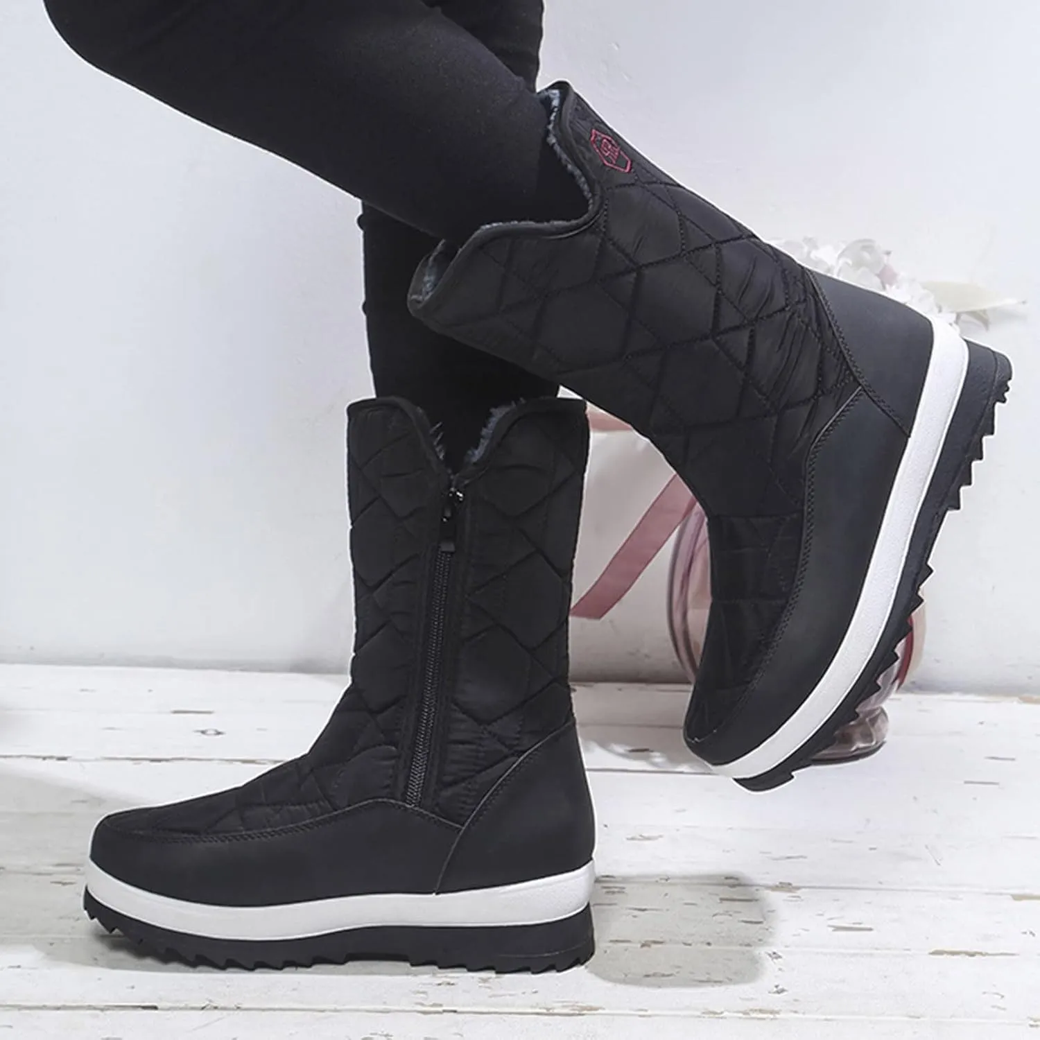 SBGMoSJ Waterproof Winter Boots Women Zipper Womens Winter Boots Waterproof Zipper Fuzzy Knee High Winter Boots for Women Women's Winter Boots Winter Dress Boot for Women 2023