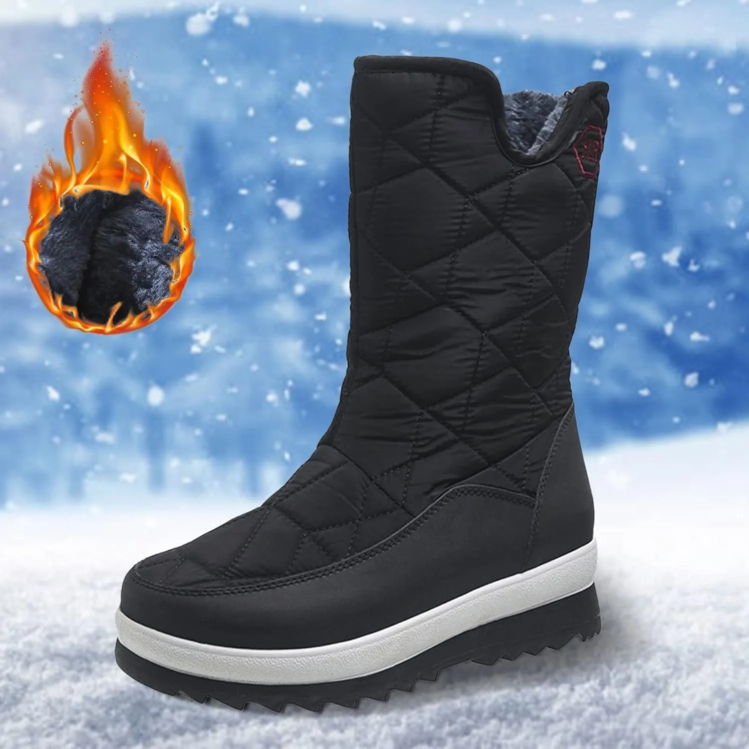 SBGMoSJ Waterproof Winter Boots Women Zipper Womens Winter Boots Waterproof Zipper Fuzzy Knee High Winter Boots for Women Women's Winter Boots Winter Dress Boot for Women 2023
