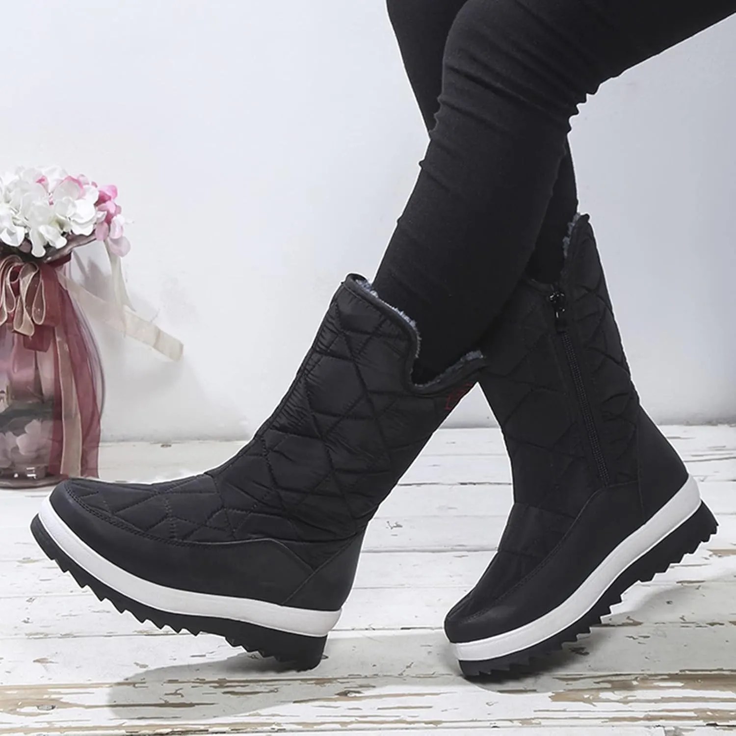 SBGMoSJ Waterproof Winter Boots Women Zipper Womens Winter Boots Waterproof Zipper Fuzzy Knee High Winter Boots for Women Women's Winter Boots Winter Dress Boot for Women 2023
