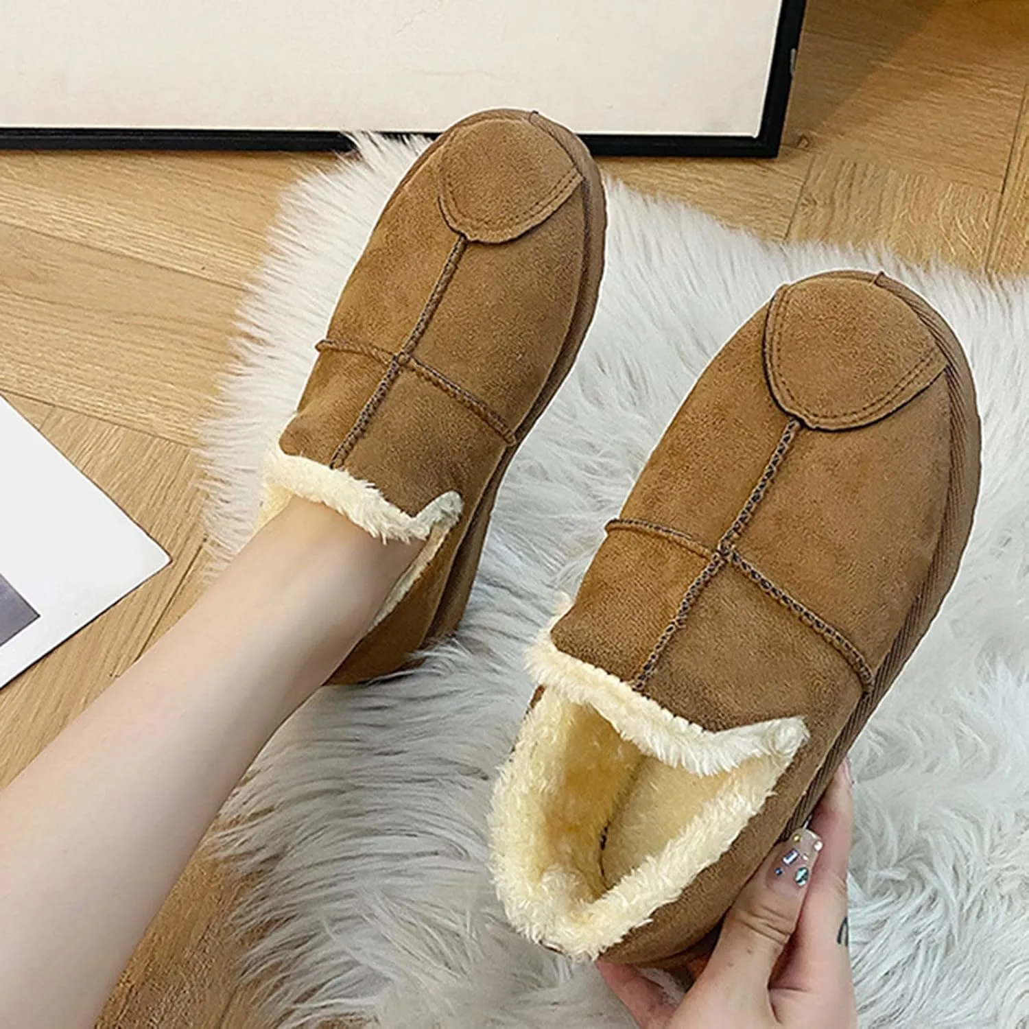 SBGMoSJ Winter Waterproof Boots for Woman Snow Booties for Women Waterproof Winter Boots for Women Snowboarding Women Brown Boots Outdoor Waterproof Botas Termicas Para Mujer Con Casquillo