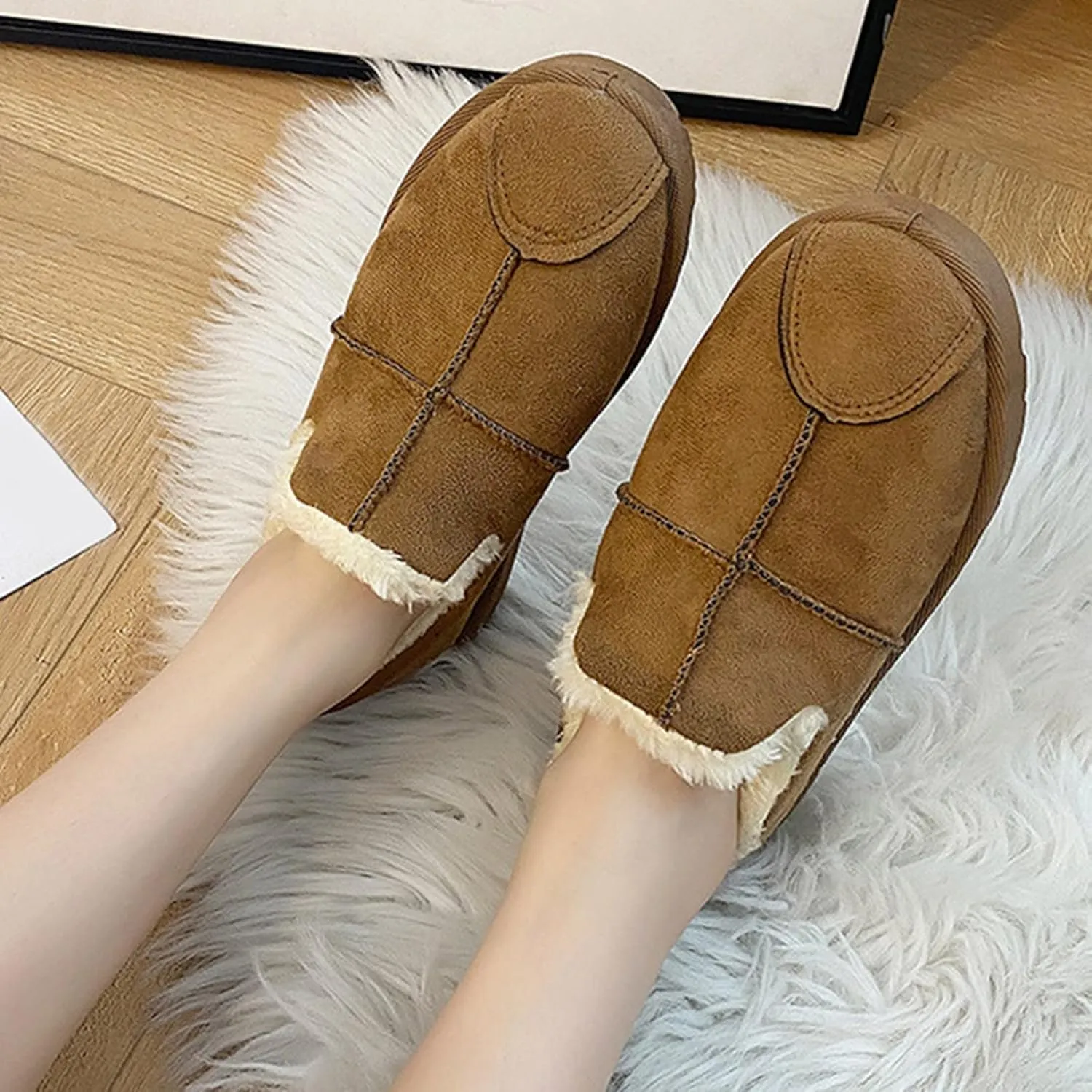 SBGMoSJ Winter Waterproof Boots for Woman Snow Booties for Women Waterproof Winter Boots for Women Snowboarding Women Brown Boots Outdoor Waterproof Botas Termicas Para Mujer Con Casquillo