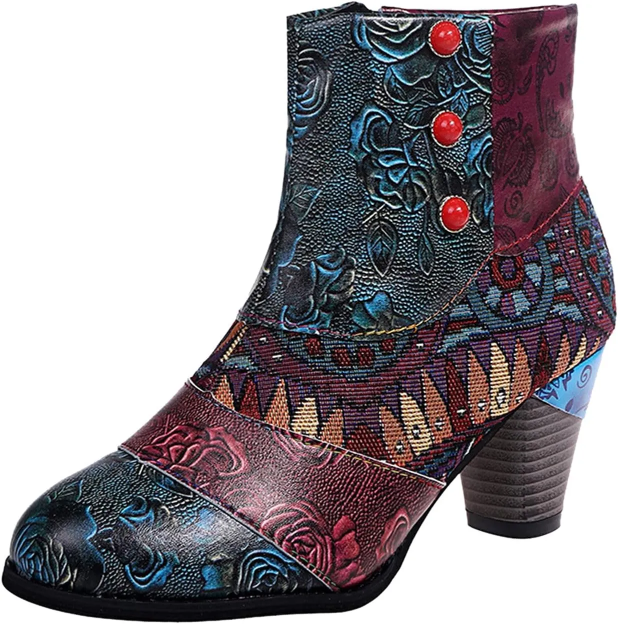 SBGMoSJ Women's Leather Ankle Boots Shoes Zipper Winter Booties Women Shoes Boots Ankle Heels Womens Ankle Boots Cutout Western Womens Short Brown Square Toe Cowboy Boots Ankle Boot Women Wide