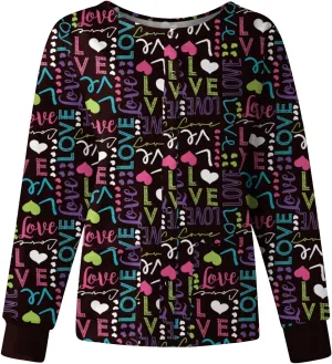 Scrub Jackets for Women Print Long Sleeve Holiday Scrubs Tops Button Cardigan Working Nurse Uniforms