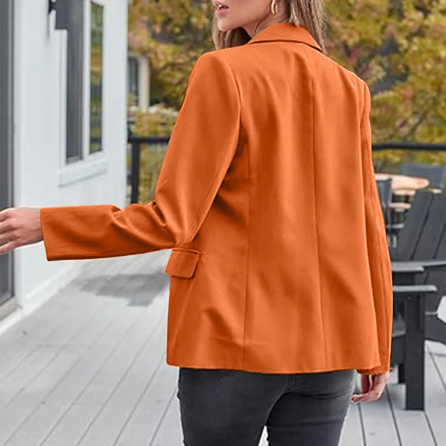 SEAOPEN Women's Business Casual Long Sleeve Blazer Open Front Lapel Jacket Suit Work Office Blazer with Pocket