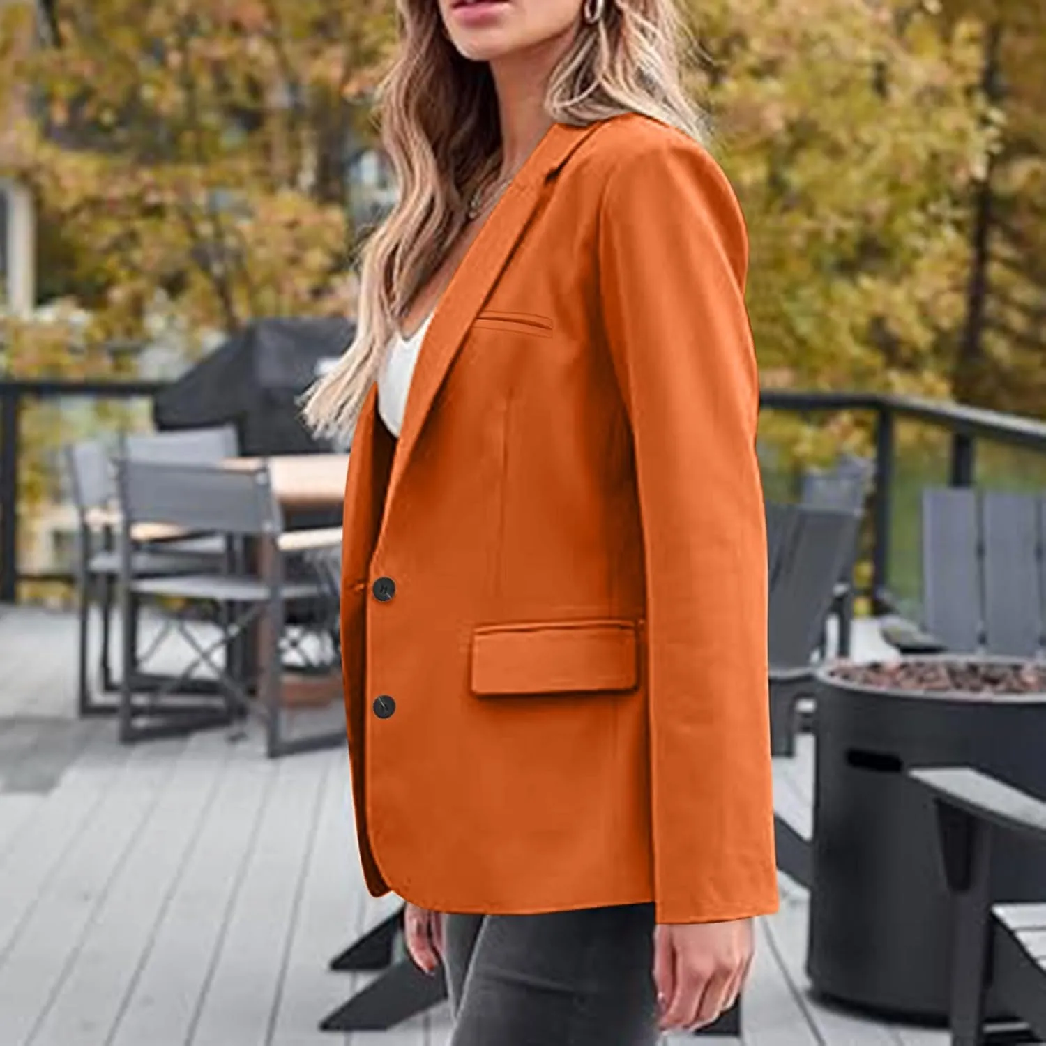 SEAOPEN Women's Business Casual Long Sleeve Blazer Open Front Lapel Jacket Suit Work Office Blazer with Pocket