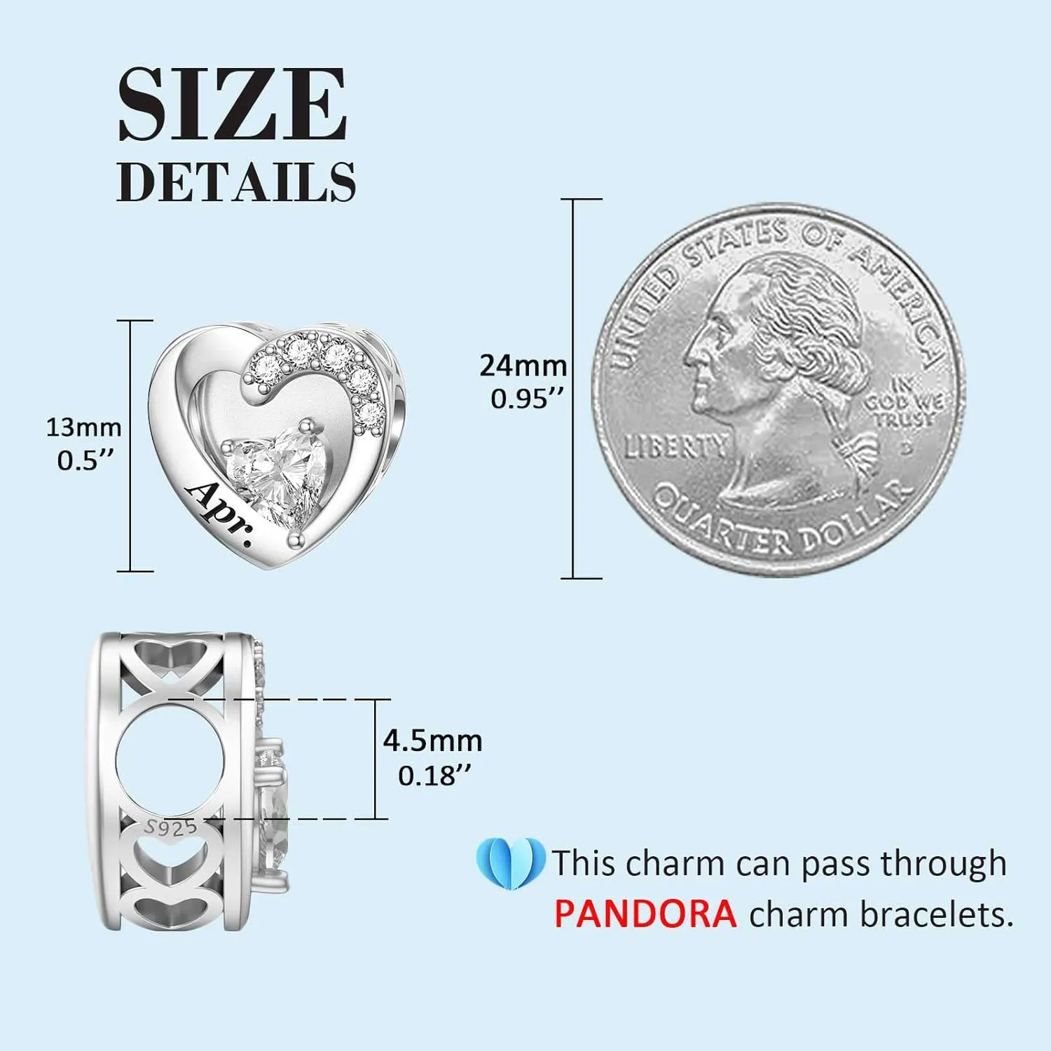 SEVENWELL Birthstone Charms with Birth Month Flower Engraved Fit Charms Bracelet 925 Sterling Silver Beads Charms Happy Birthday for Women