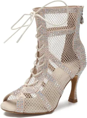 Sexy Ballroom Boots - Hollow Out Mesh Heels for Jazz/Pole Dance (9CM/3.54")