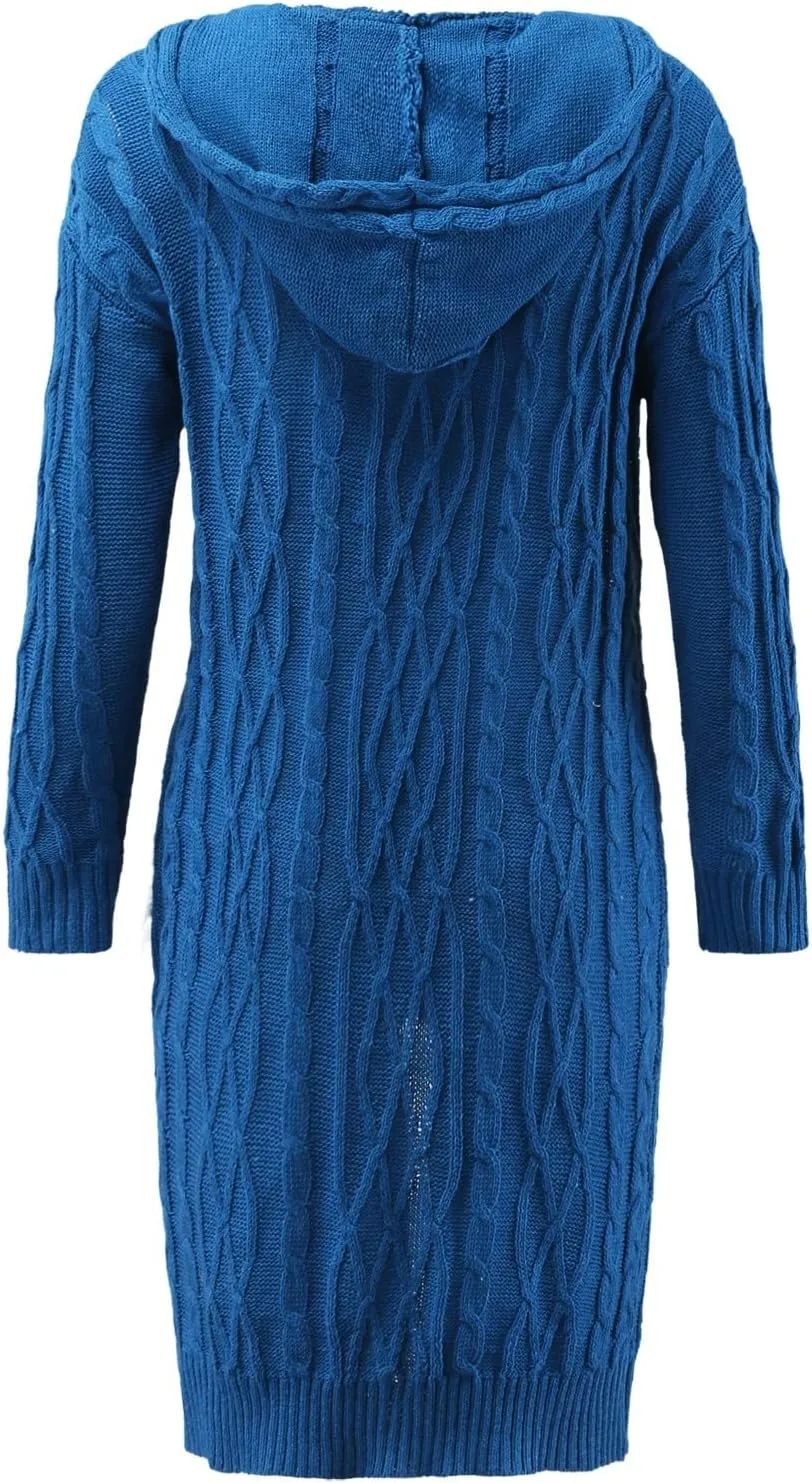 SHAOBGE Sweater Formal Coat Solid Solid Sweater Winter Long Knitted Pocket Loose Women Light Sweaters for Women Open
