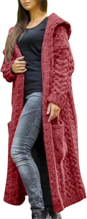 SHAOBGE Sweater Formal Coat Solid Solid Sweater Winter Long Knitted Pocket Loose Women Light Sweaters for Women Open