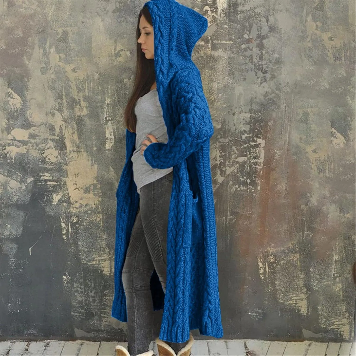 SHAOBGE Sweater Formal Coat Solid Solid Sweater Winter Long Knitted Pocket Loose Women Light Sweaters for Women Open