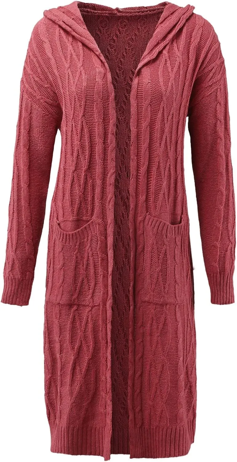 SHAOBGE Sweater Formal Coat Solid Solid Sweater Winter Long Knitted Pocket Loose Women Light Sweaters for Women Open