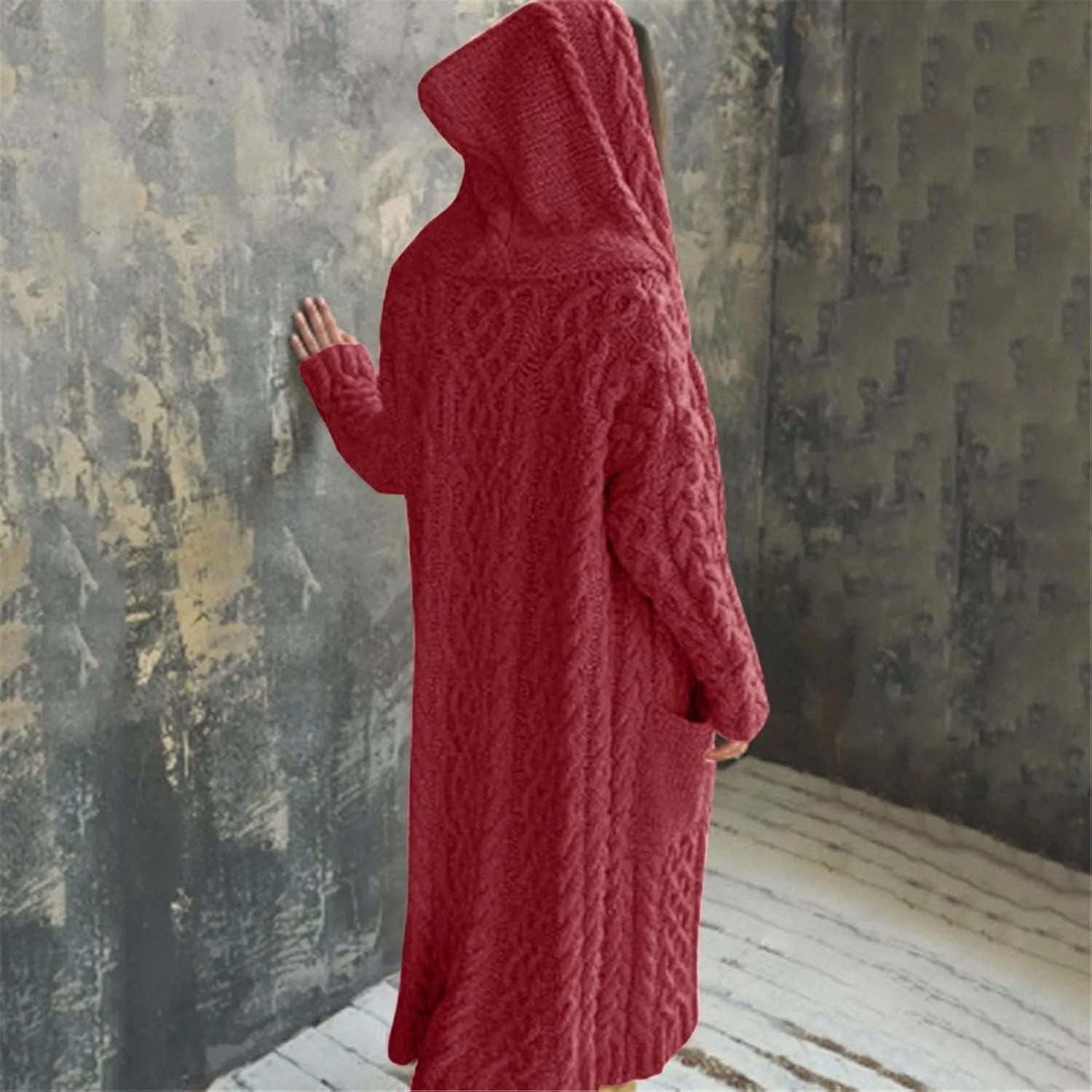 SHAOBGE Sweater Formal Coat Solid Solid Sweater Winter Long Knitted Pocket Loose Women Light Sweaters for Women Open