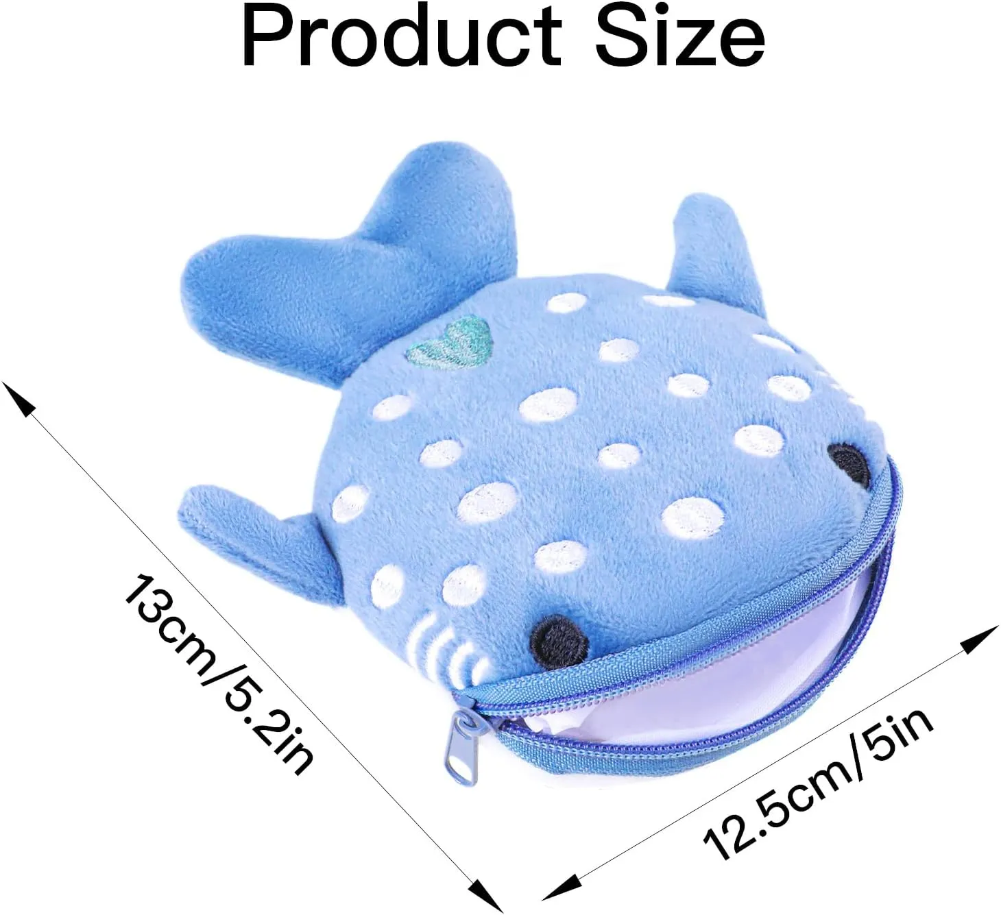 Shark Coin Purse Mini Cute Change Purses Small Cartoon Coin Pouch Funny Zipper Cosmetic Bag Earphone Wallet Small Items Bags for Women (Blue)
