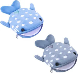 Shark Coin Purse Mini Cute Change Purses Small Cartoon Coin Pouch Funny Zipper Cosmetic Bag Earphone Wallet Small Items Bags for Women (Grey Blue)