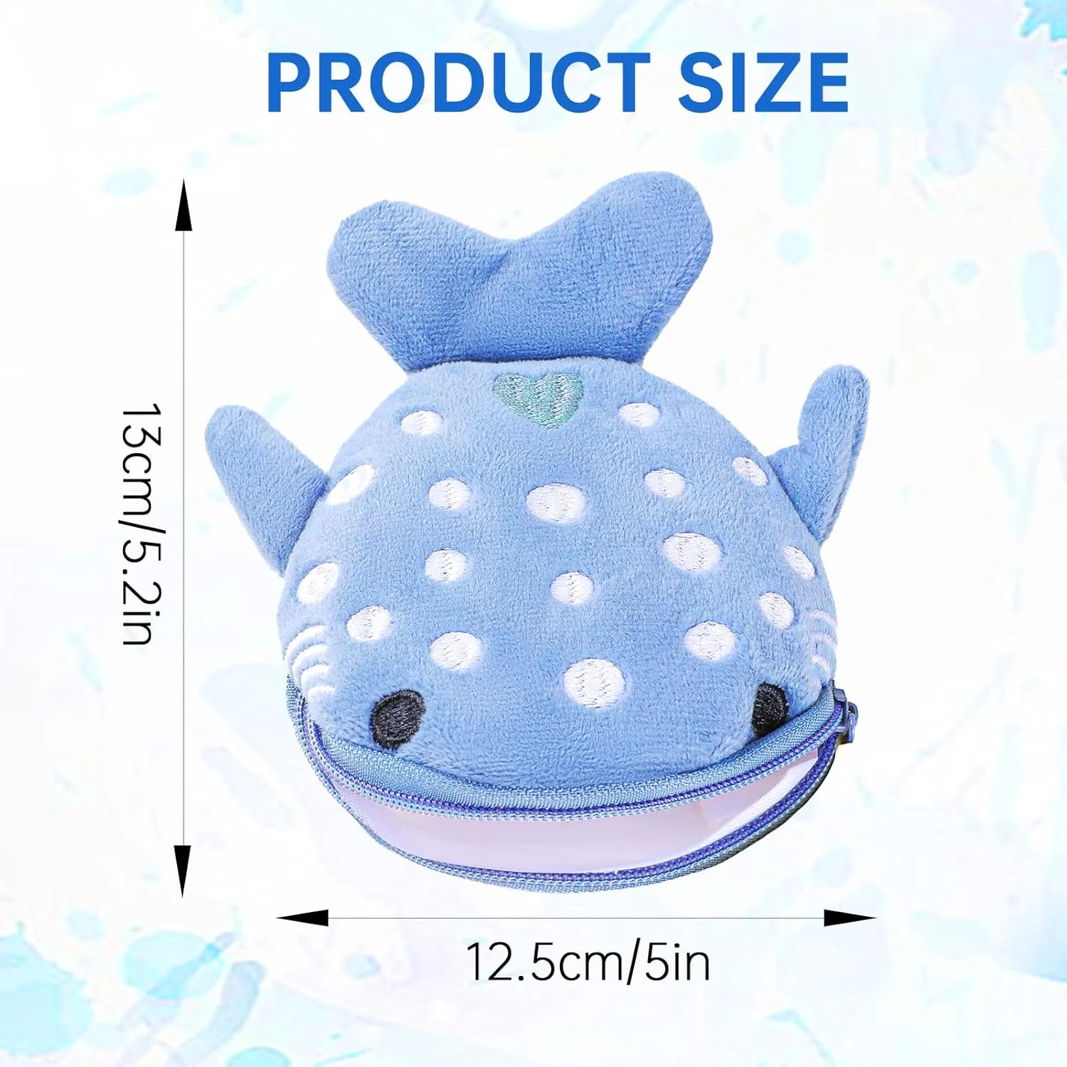 Shark Coin Purse Mini Cute Change Purses Small Cartoon Coin Pouch Funny Zipper Cosmetic Bag Earphone Wallet Small Items Bags for Women (Grey Blue)