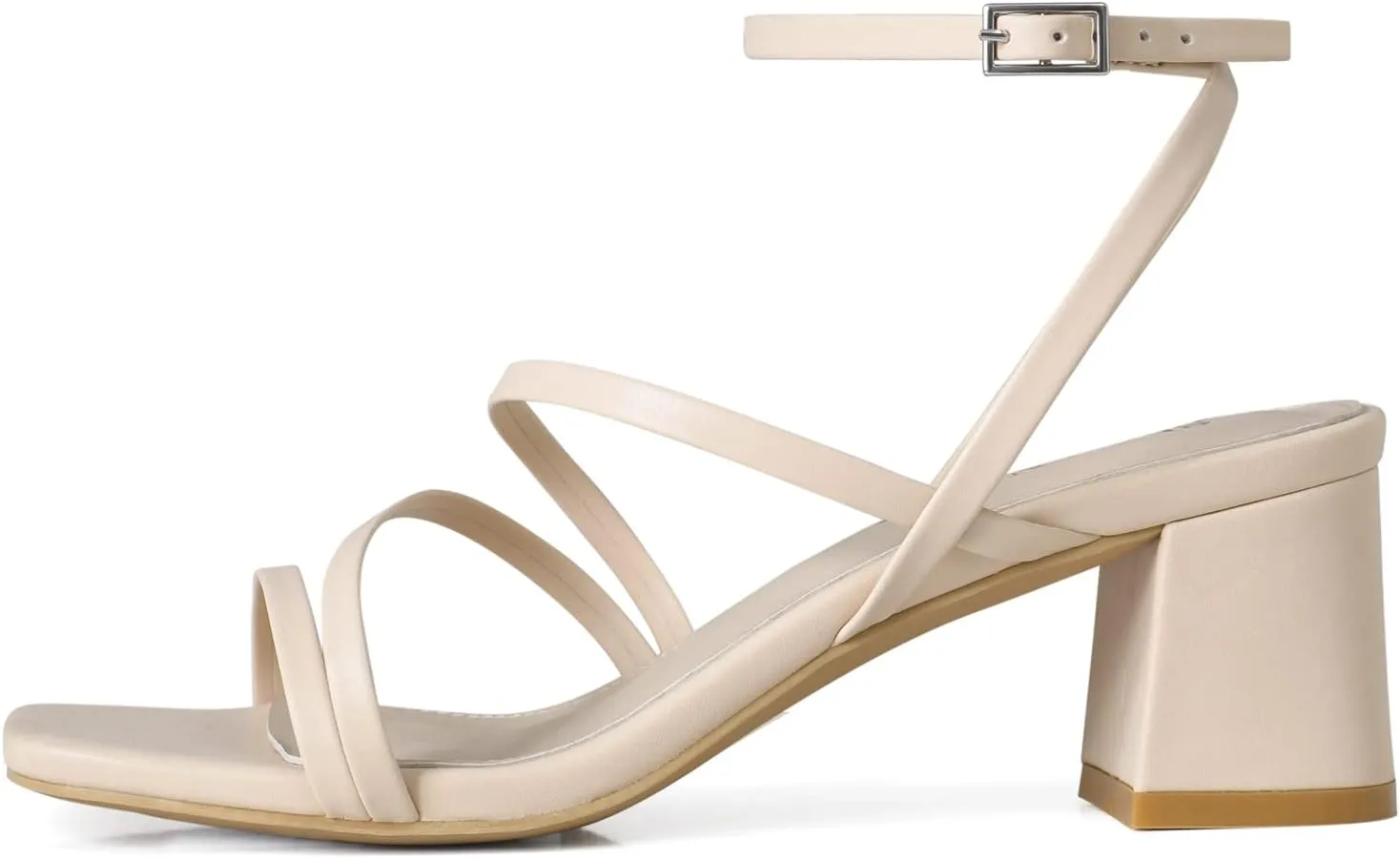 Shoe'N Tale Strappy Heels for Women Low Chunky Block Heel Dress Shoes Square Open Toe Ankle Strap Heeled Sandals