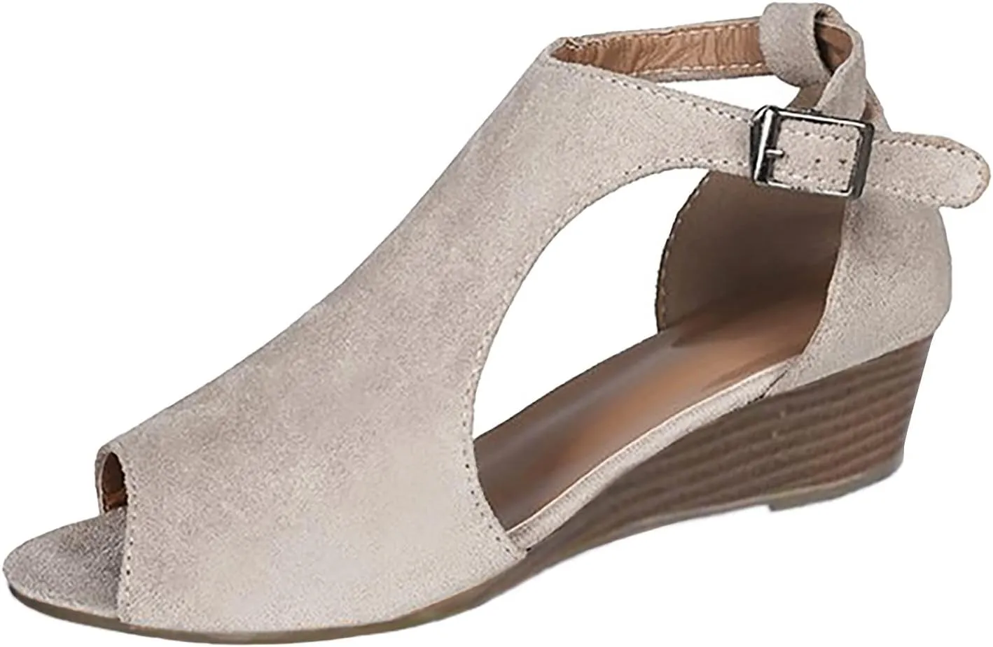 Shoes for Women Dressy, Sandals for Women Suede Peep Toe Ankle Booties Cut Out Stacked Heel Ankle Boots