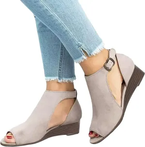 Shoes for Women Dressy, Sandals for Women Suede Peep Toe Ankle Booties Cut Out Stacked Heel Ankle Boots