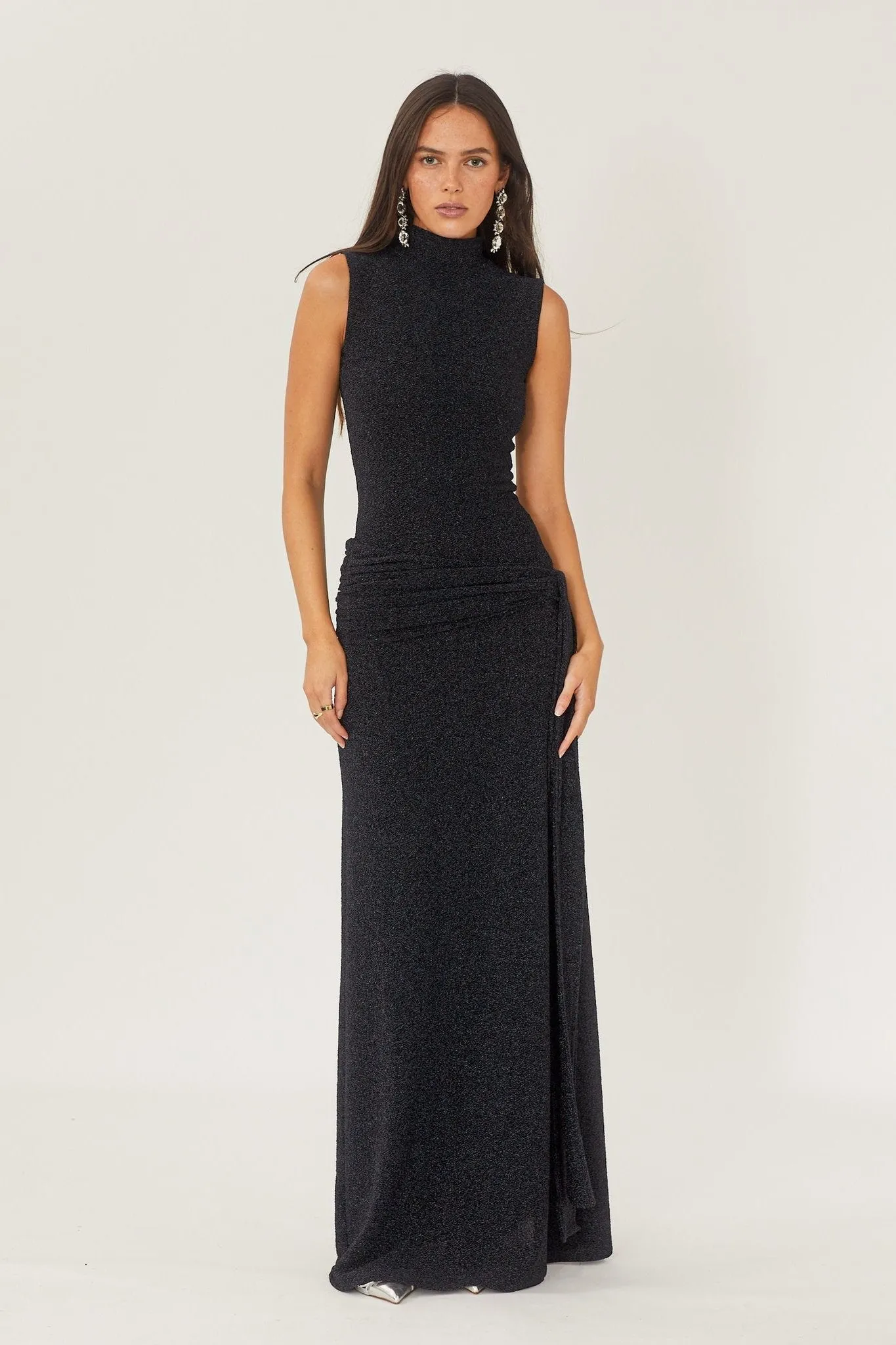 Shonna Metallic Strap Maxi Knit Dress