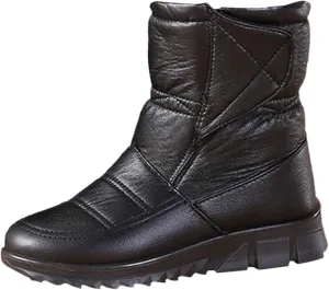 Short Winter Boots for Woman All Black Snow Boots for Women Womens Winter Boots with Fur Trim Boots for Snow and Ice Women's Tall Winter Boots Leather