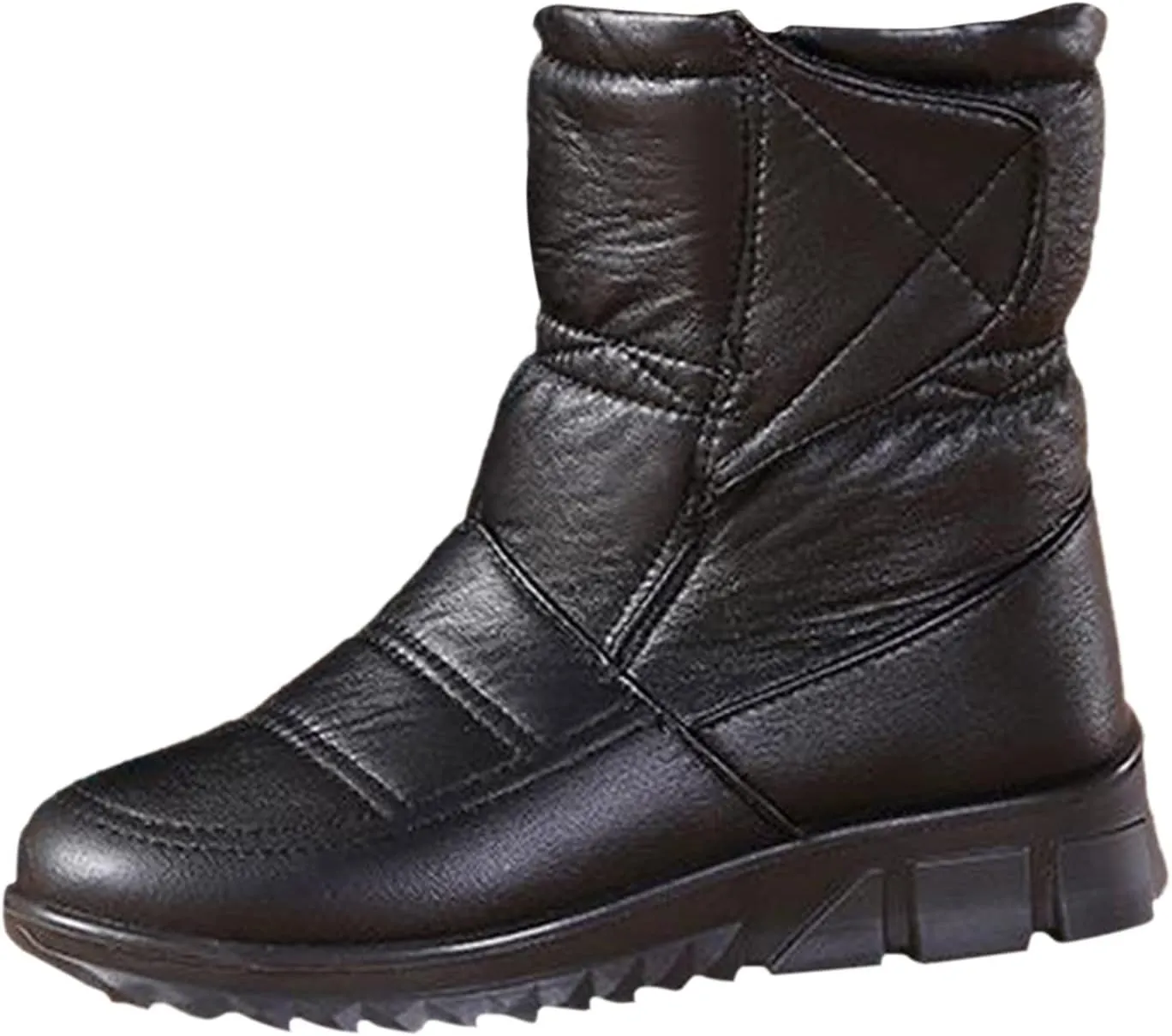 Short Winter Boots for Woman All Black Snow Boots for Women Womens Winter Boots with Fur Trim Boots for Snow and Ice Women's Tall Winter Boots Leather