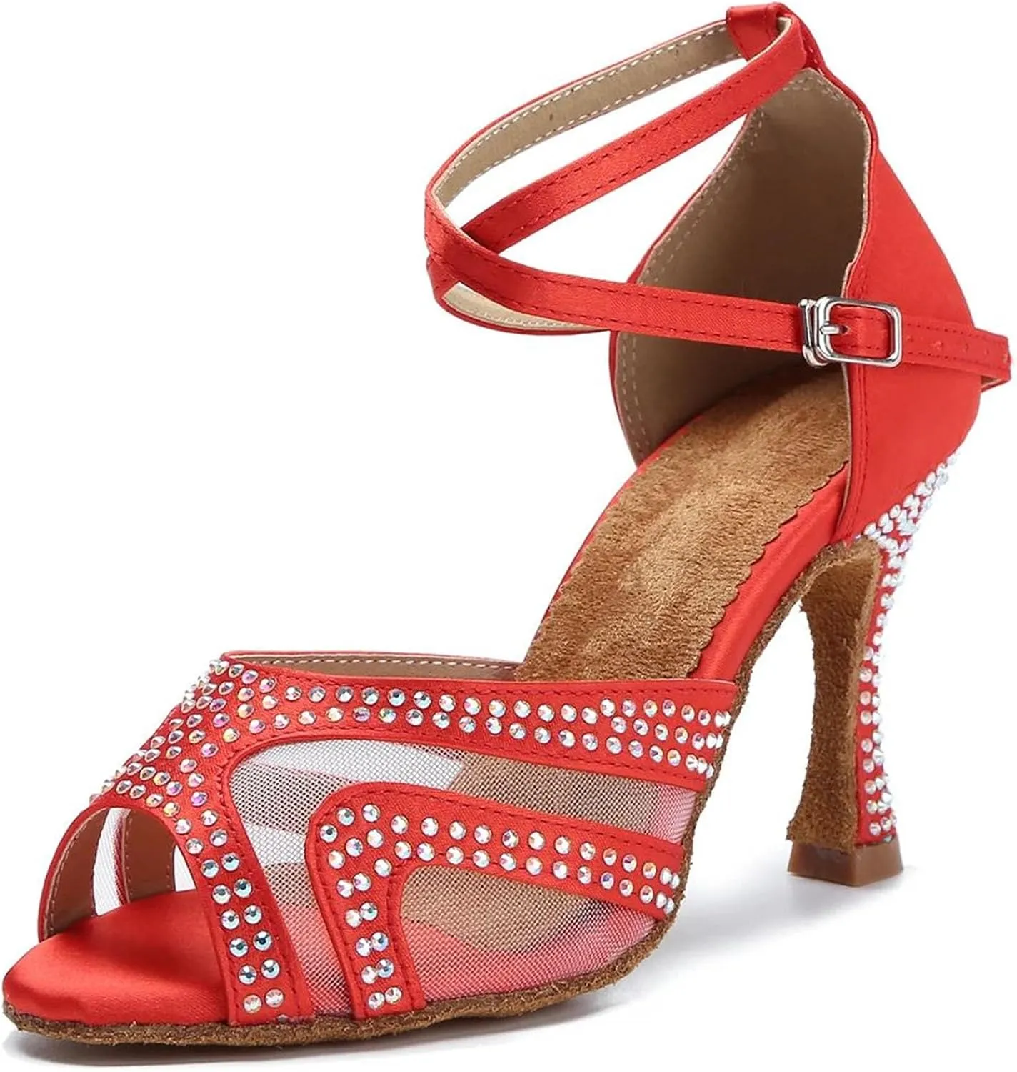 Silent Salsa Sandals - Red Ballroom Wedding Heels (9cm/3.54")