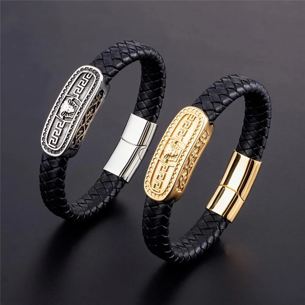 Simple Stainless Steel Bracelets Woven Leather Bracelets Men's Bracelets Hundred Match Jewelry
