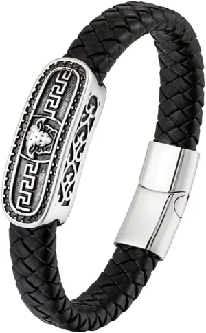 Simple Stainless Steel Bracelets Woven Leather Bracelets Men's Bracelets Hundred Match Jewelry