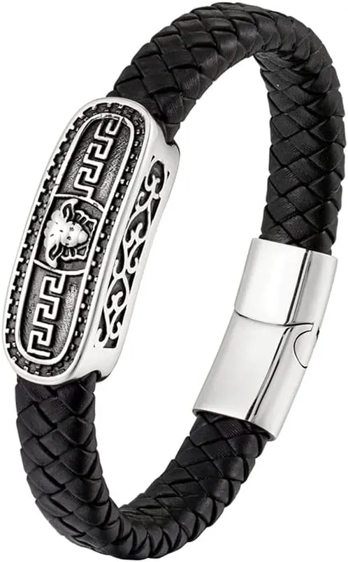 Simple Stainless Steel Bracelets Woven Leather Bracelets Men's Bracelets Hundred Match Jewelry