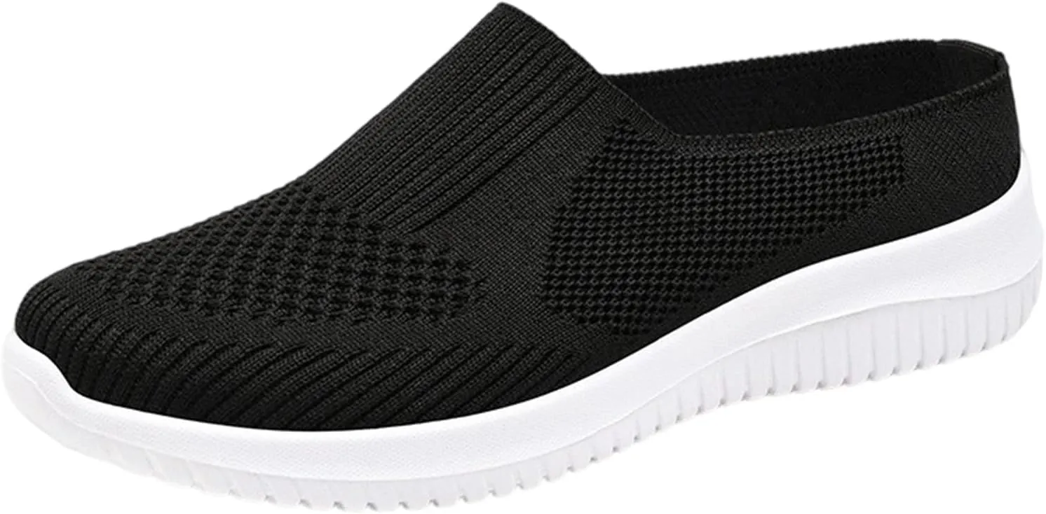 Slip on Mules for Women 2025 Mesh Backless Orthpetic Mule Sneakers Summer Breathable Walking Shoes with Arch-Support