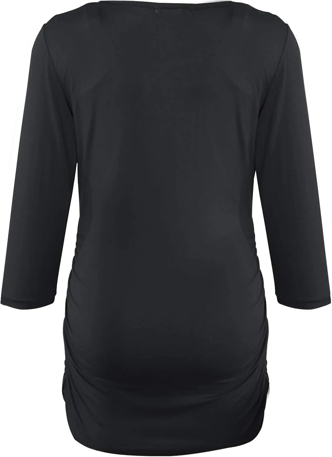 Smallshow Women's Maternity Tunic Tops Clothes 3/4 Sleeve Ruched Pregnancy Shirt