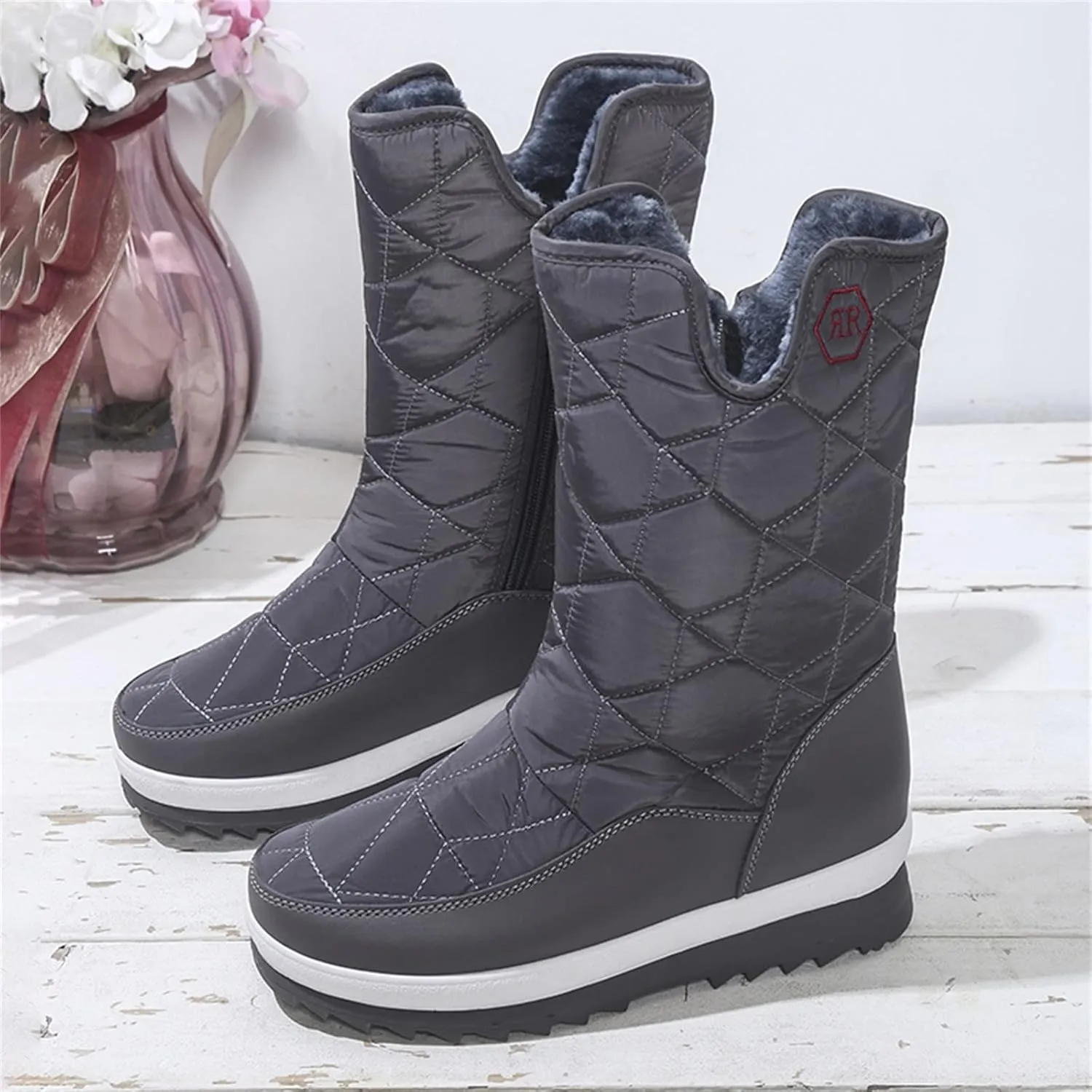 Snow Boots for Women Waterproof Non Slip Wide Womens Boots Winter Ankle Womens Wide Width Snow Boots with Zipper Boots for Snow Woman Winter Boot for Women Size 5.5