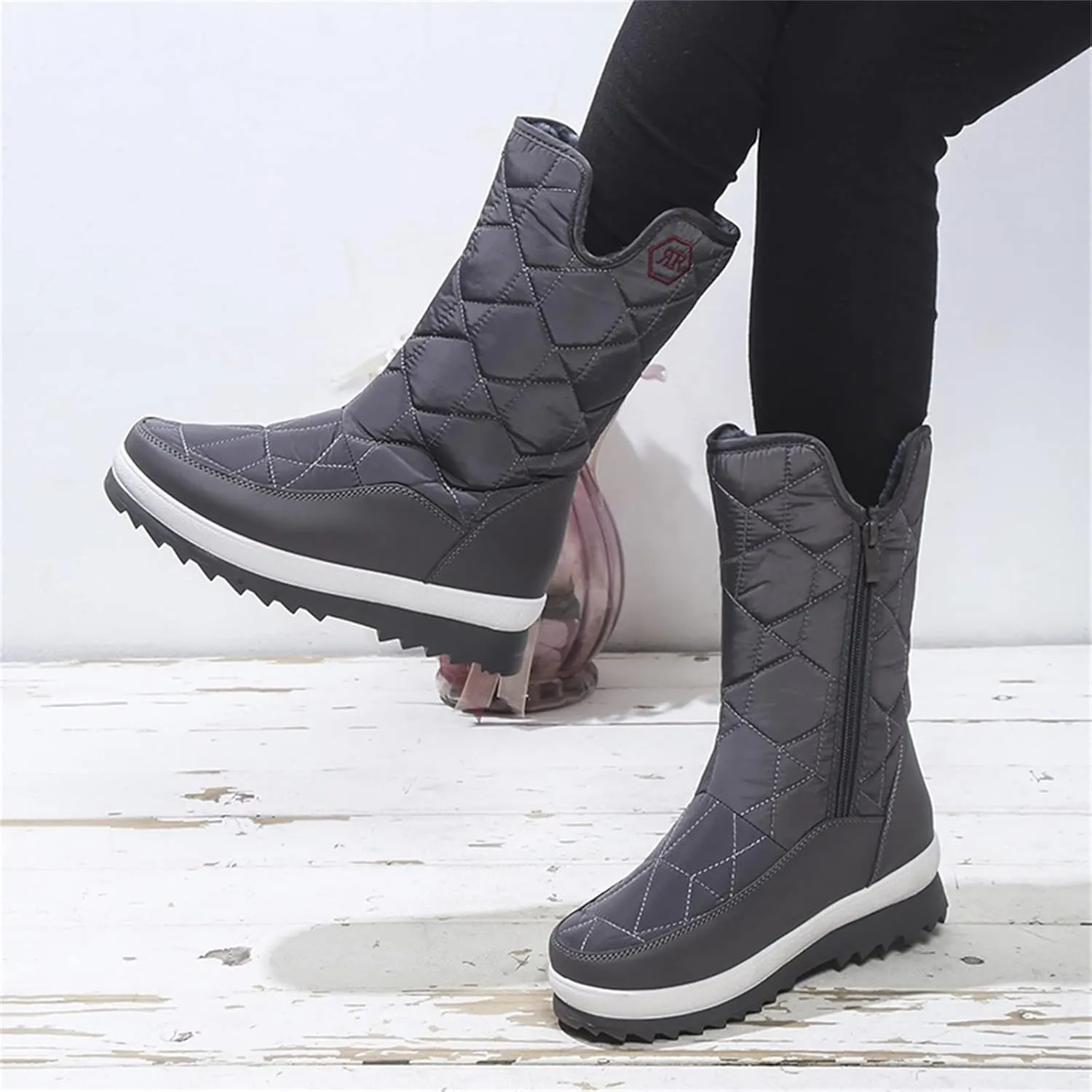 Snow Boots for Women Waterproof Non Slip Wide Womens Boots Winter Ankle Womens Wide Width Snow Boots with Zipper Boots for Snow Woman Winter Boot for Women Size 5.5