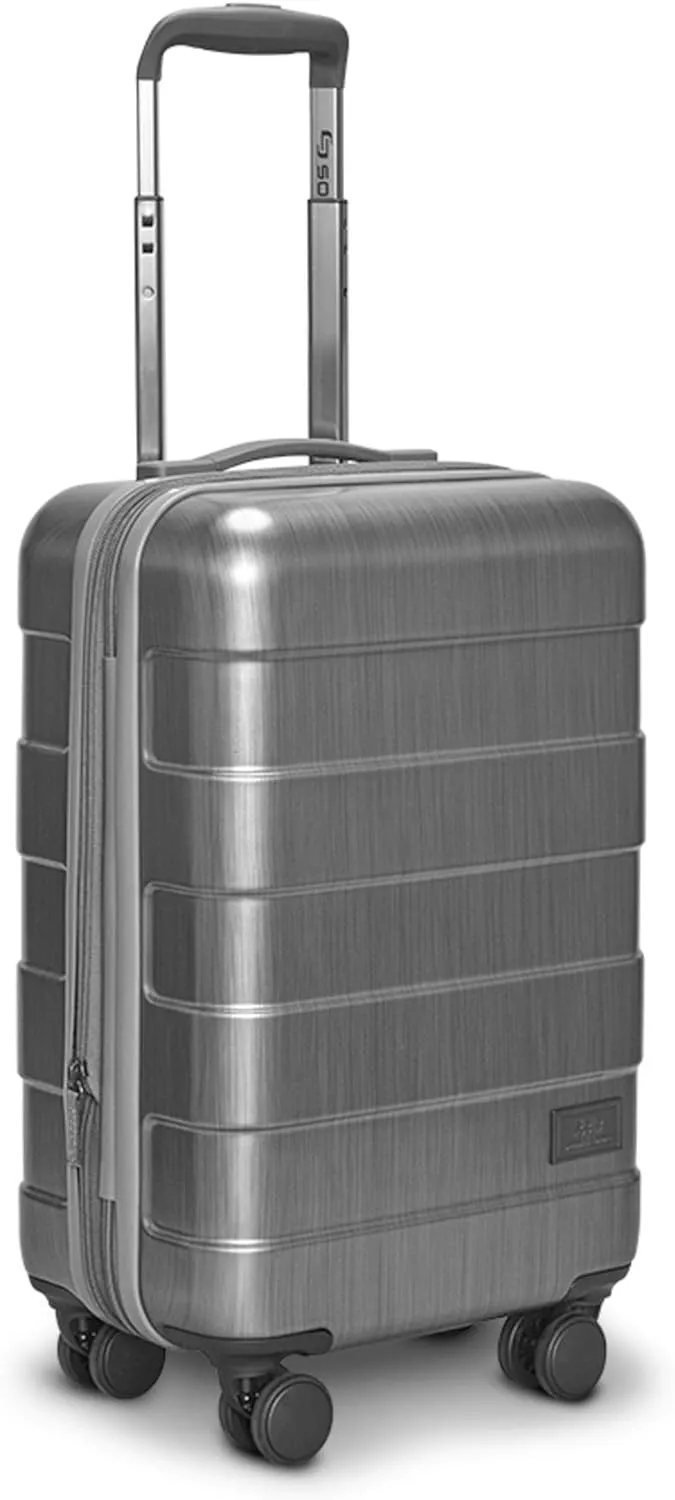 Solo New York 22" Carry On Spinner - Luggage for Travel, Suitcases with Wheels, Hardside Rolling Bag for Men & Women, TSA Ready Carry-On, Lightweight, Expandable Body - Re:Serve, Gray
