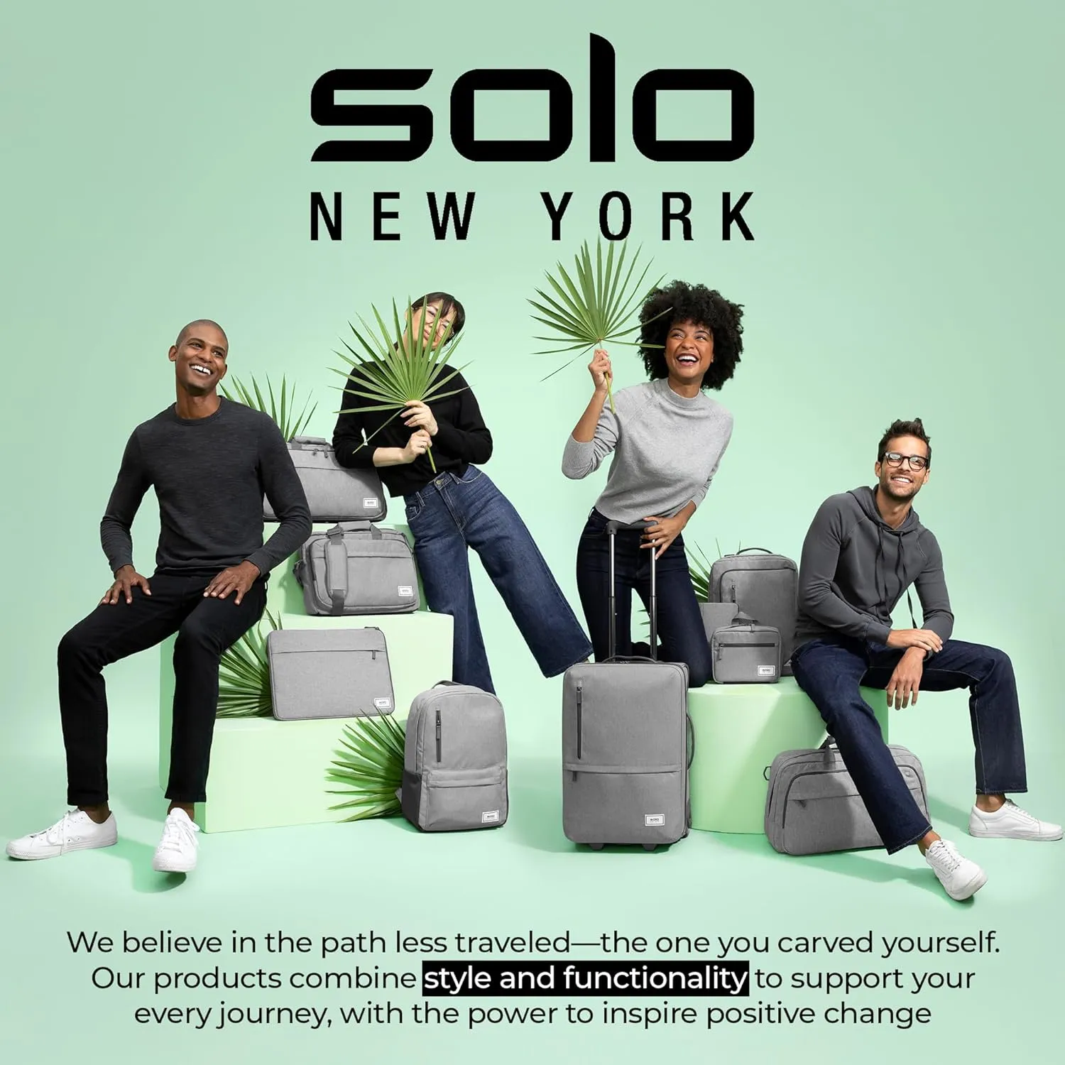 Solo New York Laptop Backpack for Women & Men -Carry On Bookbag for Travel & Work, Lightweight Bag, Side Mesh Pockets, Fits 15.6" Computer - Re:Fresh, Blue